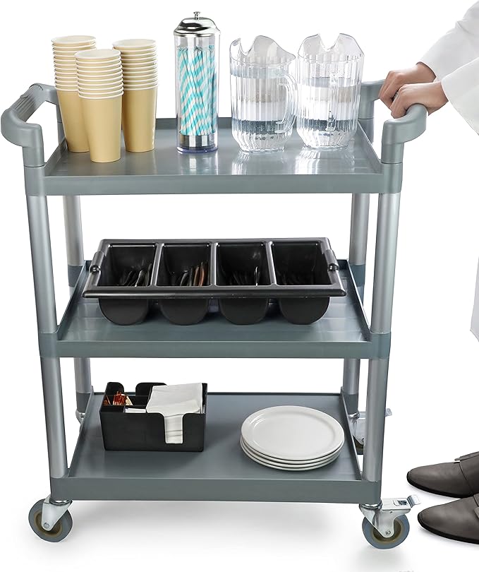 New Star Foodservice 54545 250-Pound Plastic 3-Tier Utility Bus Cart - Image 4