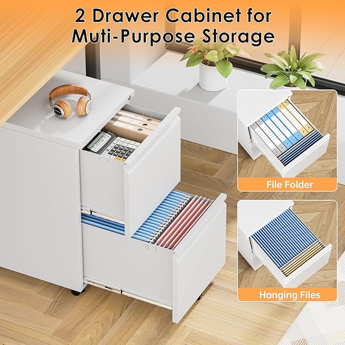 INTERGREAT 2 Drawer File Cabinet, Metal Filling Organizer - Image 4