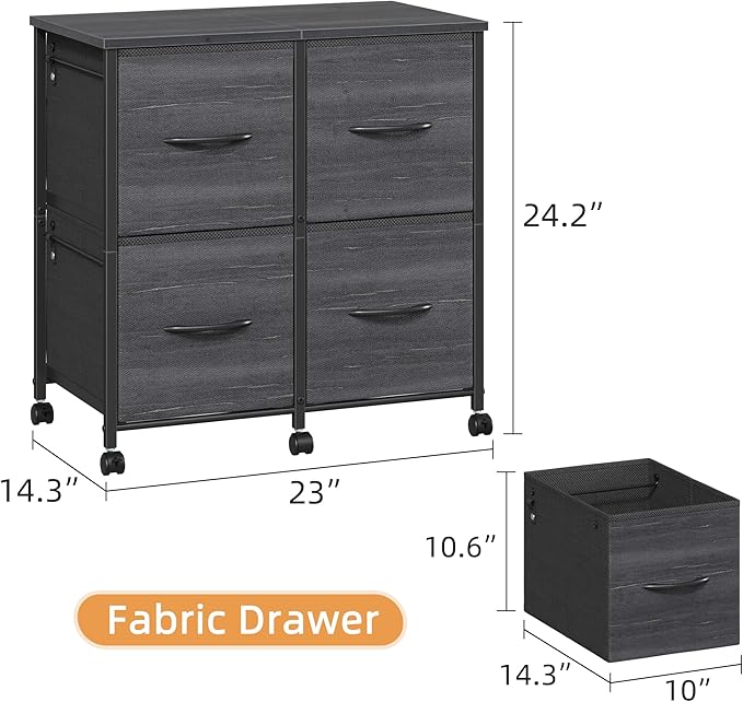4 Drawer Lateral File Cabinet, Mobile Filing Cabinet - Image 3