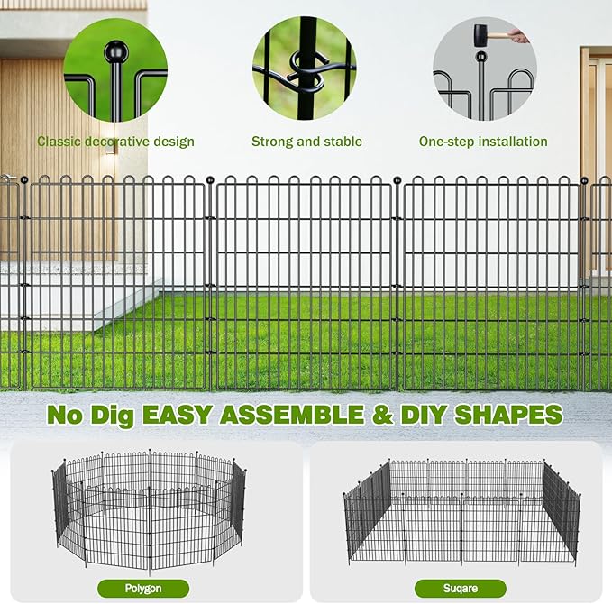 10 Panels No Dig Decorative Garden Fence - Image 4