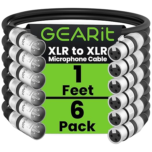 GEARit XLR Male to Female Microphone Cable 3-Pin Balanced Shielded Mixer by GEARit