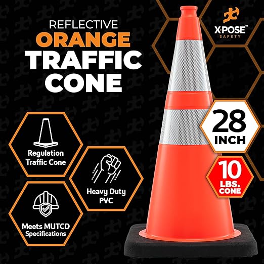 Xpose Safety 28 Inch Orange Traffic Cones Heavy Duty 10lb - Image 4