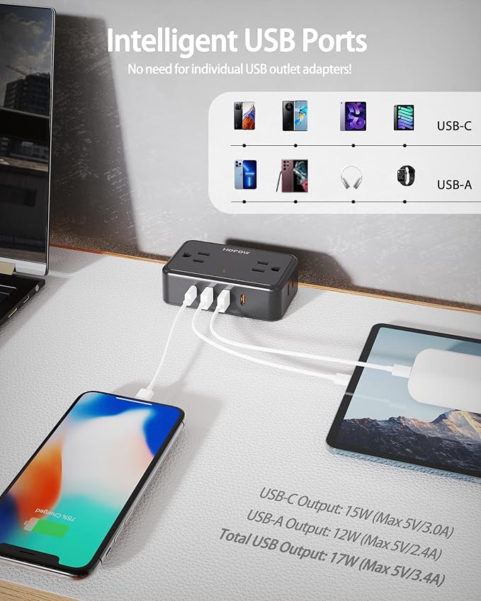 Dual Layer Desk Clamp Power Strip, Desktop Edge Mount Charging Station - Image 5