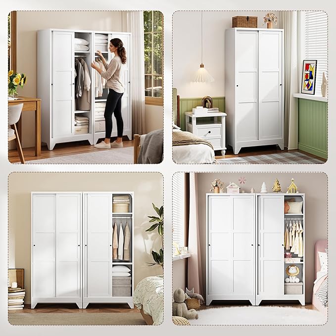 Letaya Metal Wardrobe Cabinets, Large Coat Closet Cabinet - Image 5