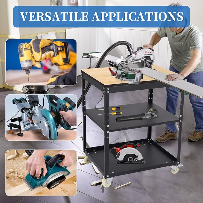 Adjustable Planer Stand with Wheels, Heavy Duty Planer Table - Image 6