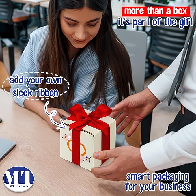 MT Products Custom Printed White Cardboard Shipping Boxes 6" x 6" x 6" - Image 3