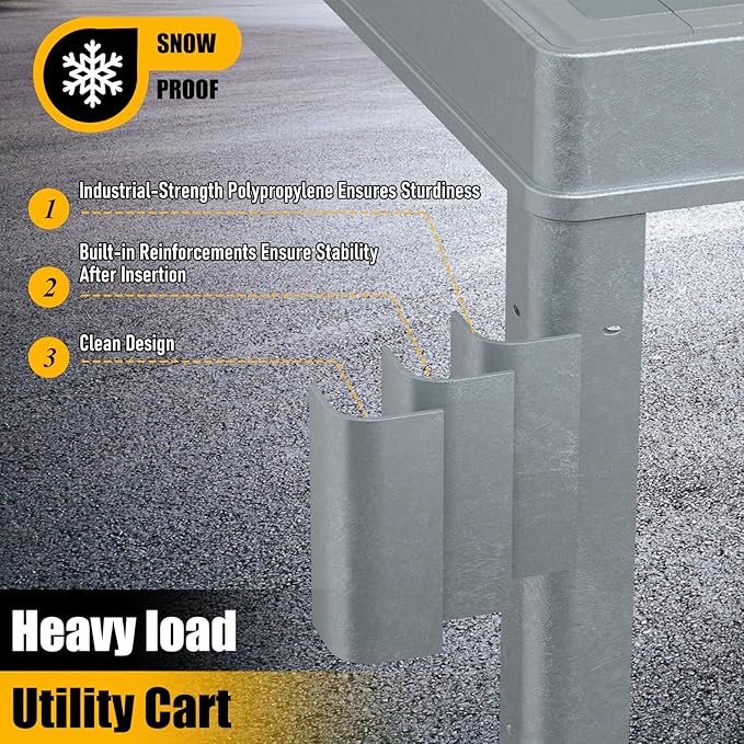 2 Tier Rolling Utility Cart on Wheels, 550 lbs Capacity Flat Top Plastic - Image 8