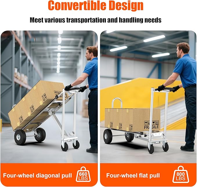 3in1 Convertible Hand Truck Dolly Cart, 880 lb Aluminum Hand Trucks Heavy Duty - Image 6
