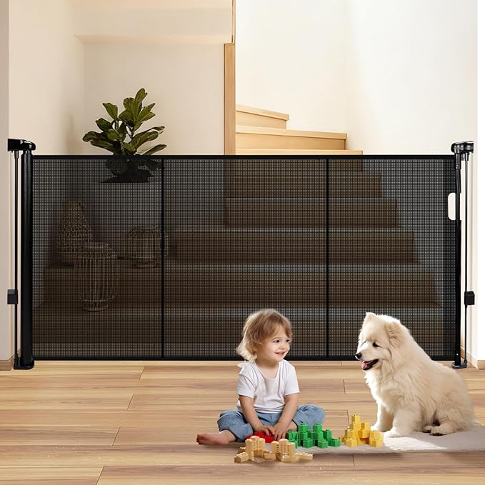 55" Retractable Baby Gate Extra Wide, Mesh Gate Long Child Gate Pet Gate - Image 8