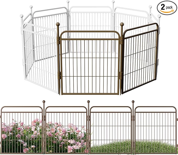 Decorative Garden Fence 24in x44in, Thicken 2 Panels Metal No Dig Outdoor Dog by GardnerPet