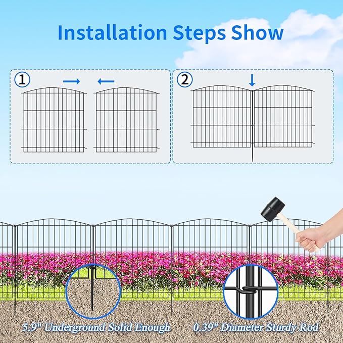 INJOPEXI Garden Fence 12 Panels 23.6ft×24in Decorative Garden Fences - Image 3