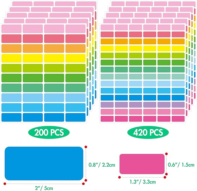 620 PCS Removable Labels, 14 Colors Self-adhesive Stickers Water/Oil/Tear - Image 3