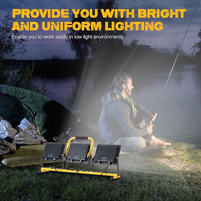 21000 Lumen Work Lights with Stand, 3 Adjustable Head LED Work Light, with - Image 6