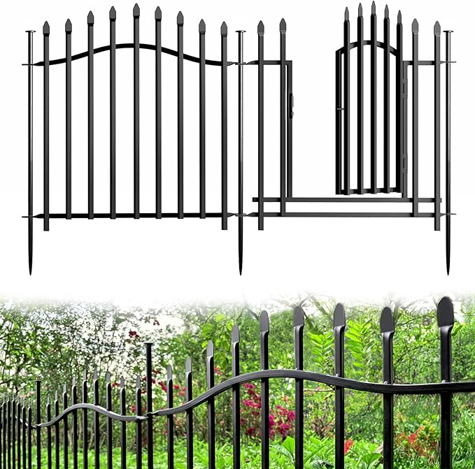 10 Panels No Dig Garden Decorative Fence - 24in H x 22.5ft L - Image 9