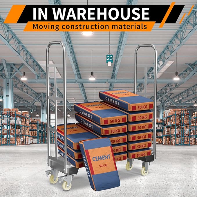 U-Boat Platform Truck Cart, 16 x 48 Inch Narrow Aisle Flatbed Truck w/6PCS - Image 4
