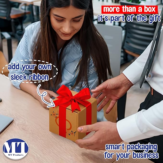 MT Products Custom Printed Kraft Cardboard Shipping Boxes 6" x 6" x 6" - Image 3