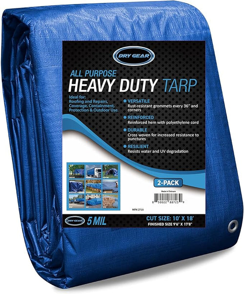 10x18 Blue Waterproof Tarp – Heavy Duty 5 MIL Thick Outdoor Tarpaulin Cover by Unknown