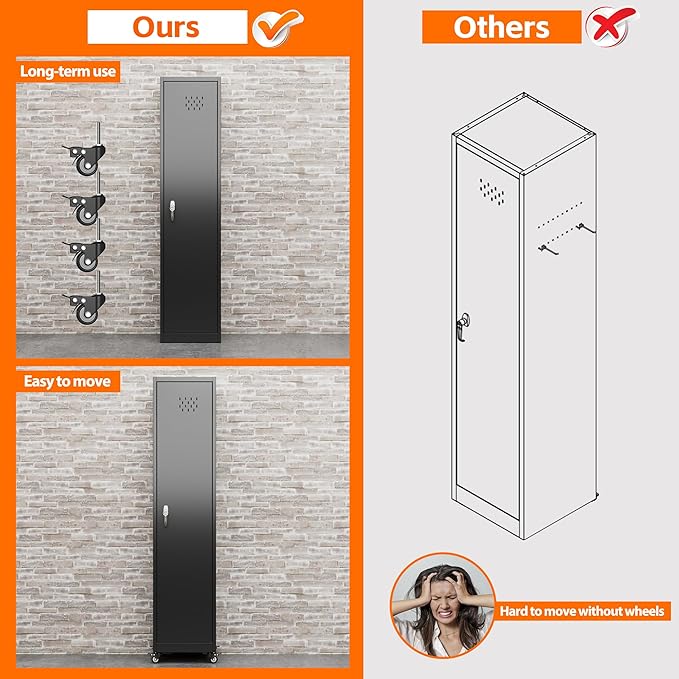 Aobabo 72" H Broom Closet Storage Cabinet, Lockable Metal Cleaning Storage - Image 4