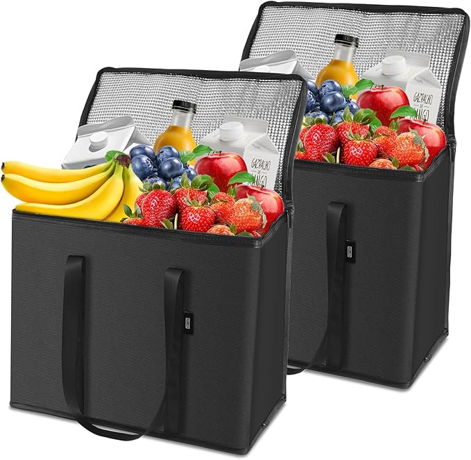 2-Pack Cold Storage Food Bag, Insulated Grocery Bags by ORILUME