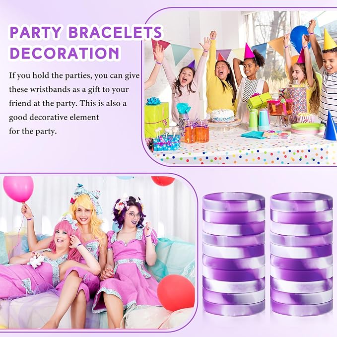 Liliful 100 Pcs Silicone Rubber Wristbands Rubber Wristband Bracelet Bands - Image 6