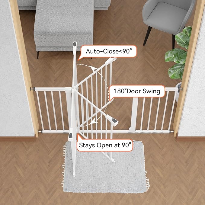BABELIO 29-55 Inch Extra Wide Baby/Dog Gate, PressGuard P7, Metal Auto Close - Image 3