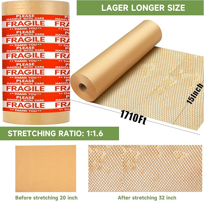 Honeycomb Packing Paper Wrap 15''x20520", Substitute Alternative - Image 7