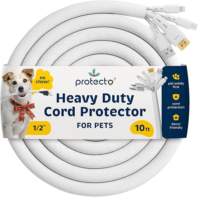 PROTECTO Heavy Duty Dog & Cat Cord Protector 10ft Long Sleeve, Easy-to-Use 1/2 by protecto