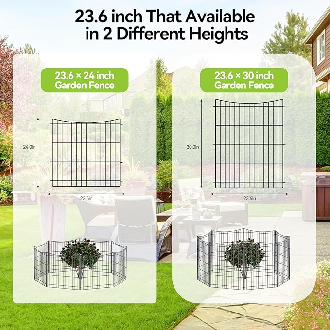 INJOPEXI Garden Fence 12 Panels 23.6ft×24in Decorative Garden Fences - Image 7