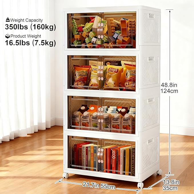 Collapsible Storage Bins with Lids&Wheels-252QT Stackable Plastic Containers - Image 3