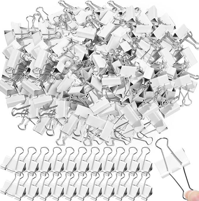 Jetec 100 Pack 1. 25in/32mm White Metal Binder Clips Bulk Medium Reusable Fold by Jetec