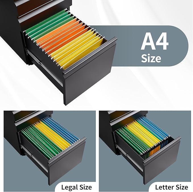 3 Drawer File Cabinet for Home Office, Under Desk Mobile Filing Cabinet - Image 8
