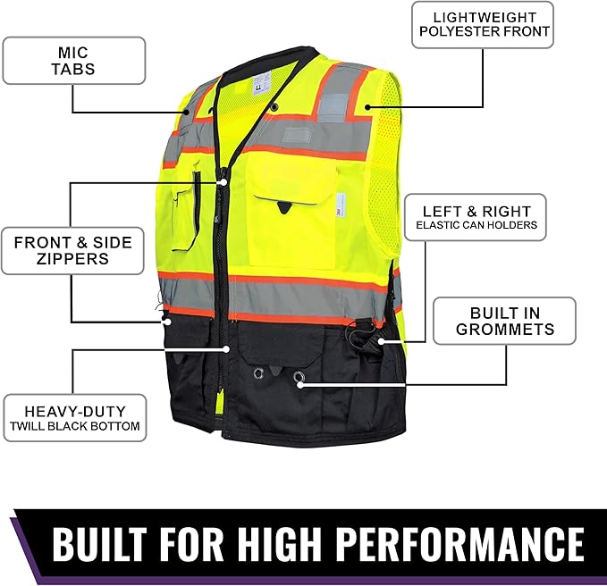 Global Glove GLO-099 Premium High-Visibility Surveyors Safety Vest, Lightweight - Image 3