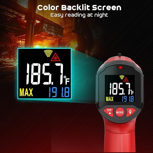 Infrared Thermometer Gun, SQECH Laser Thermometer Gun -58℉～1112℉, Non-Contact - Image 3