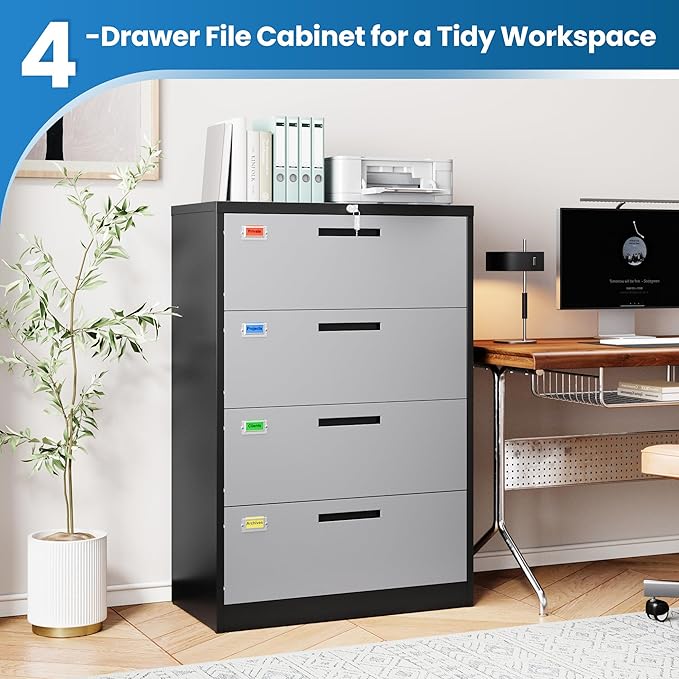 4 Drawer File Cabinet, Lateral Filing Cabinets - Image 6