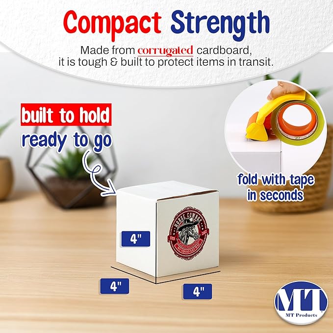 MT Products Custom Printed White Custom Shipping Boxes 4" x 4" x 4" - Image 2