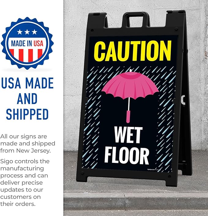 Caution Wet Floor Umbrella Sidewalk Sign Kit, 24x36 Inches, - Image 6