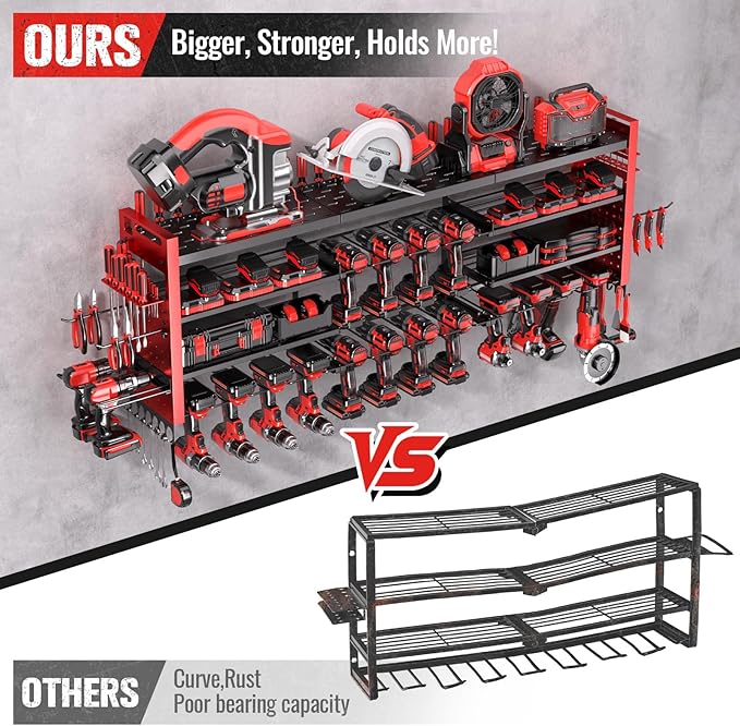 49.8" W Super Large Power Tool Organizer Wall Mount, 4-Layer Heavy Duty Tool - Image 5