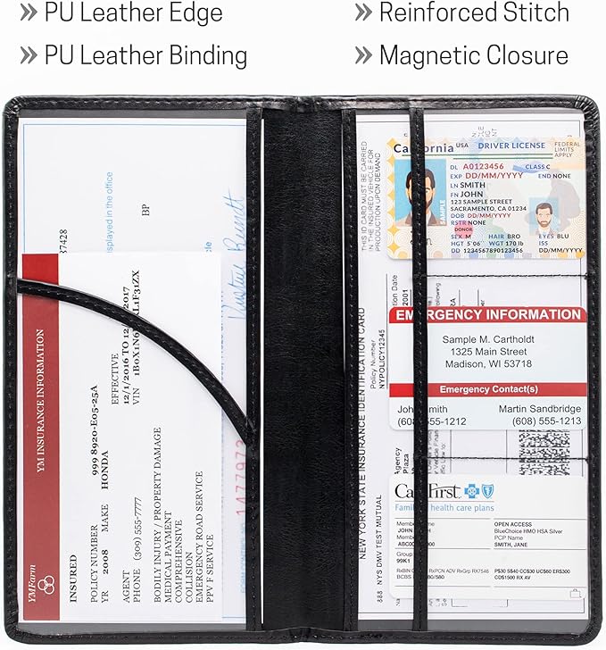 CANOPUS Car Registration and Insurance Holder, PU Leather Card Holder, Vehicle - Image 4