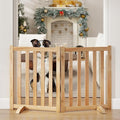 24" Height Tall Freestanding Pet Gate, Solid Wood Folding Safety Fence Wooden by Axeman