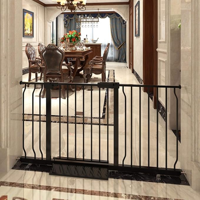 Extra Wide Baby Gate Tension Indoor Safety Gates Black Metal Large Pressure by COSENDBABYGATE