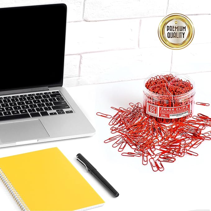 450 Red Color Paper Clips Assorted Sizes Small, Medium and Large Paper Clips - Image 5