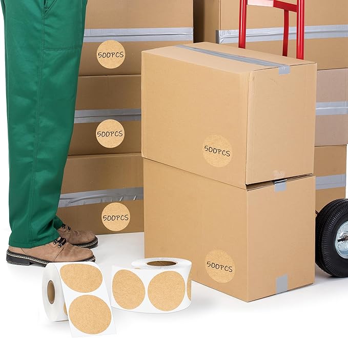 2 Inch Kraft Paper Circle Stickers 500 Pcs, Permanent Color Coding Dots - Image 4