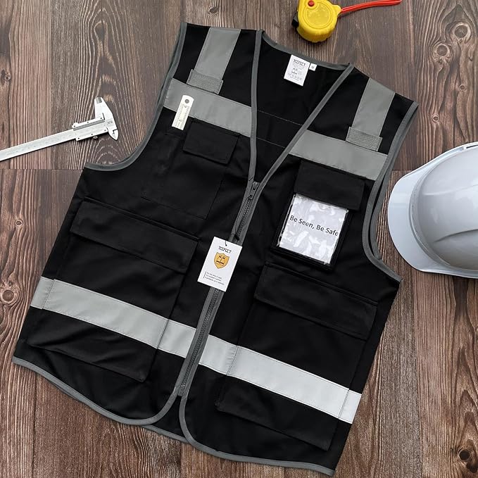 TCCFCCT High Visibility Vest 5 Pockets Reflective Safety Work Vest - Image 5