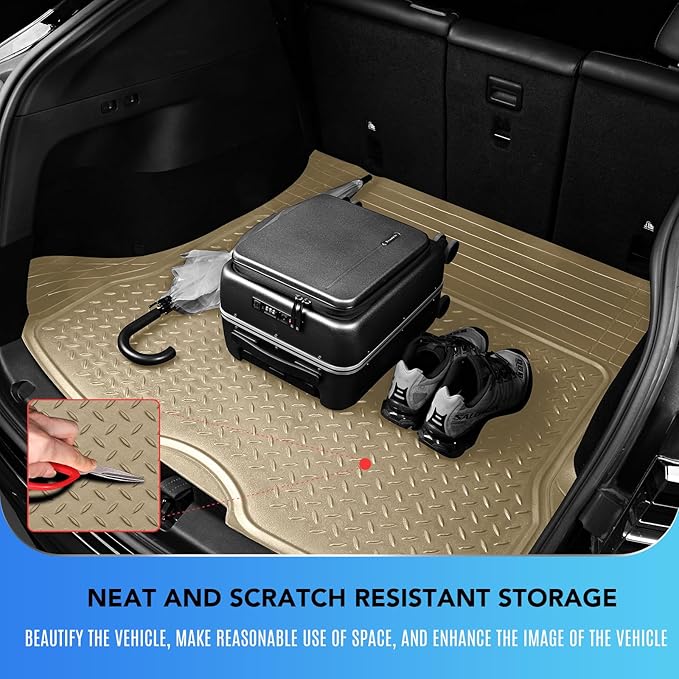 PIC AUTO Trunk Cargo Liner, Heavy Duty Rubber Floor Mats, Trimmable to Fit - Image 7