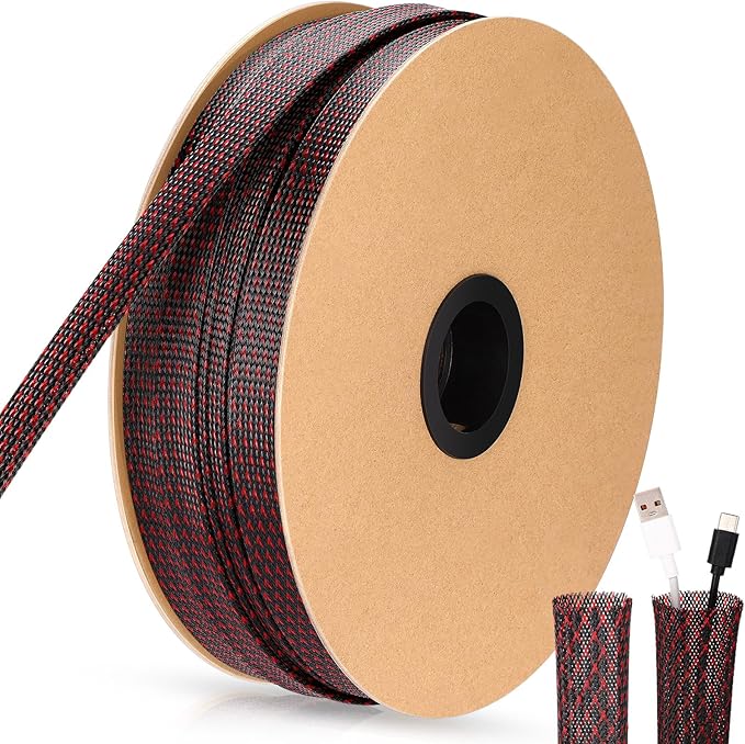 Pangda 1inchx300ft Wire Loom Pet Expandable Braided Sleeving Braided Sleeve by Pangda
