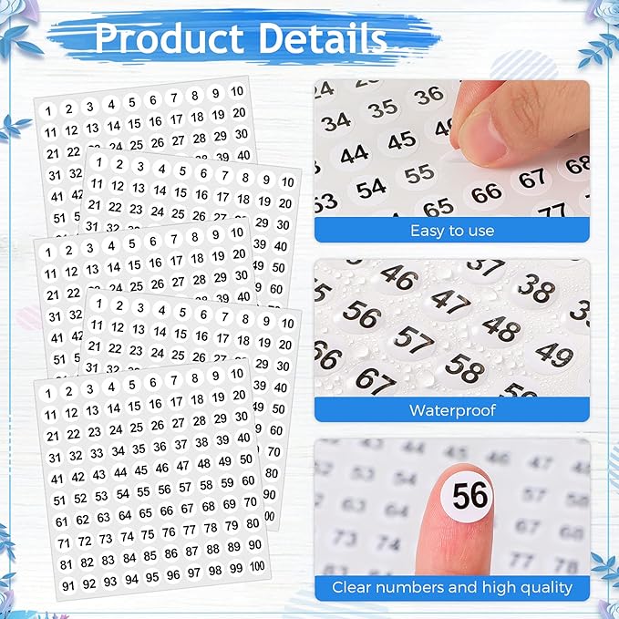 Outus 5000 Pcs 0.4 Inch 1 to 100 Number Stickers Small Number Dot Labels - Image 4