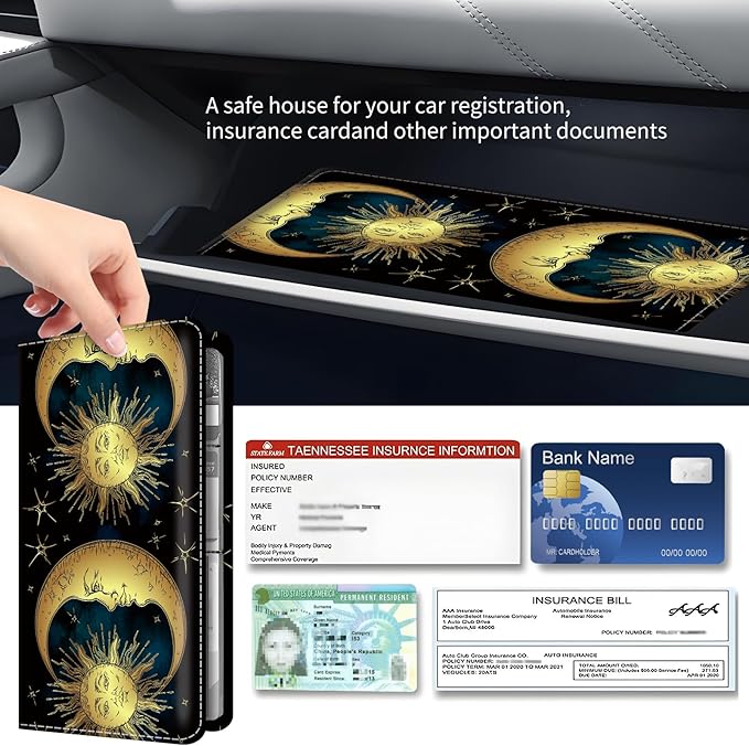 Premium Car Registration and Insurance Card Holder, Cute PU Leather Car - Image 3