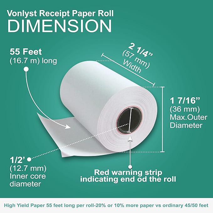 Receipt Paper Roll for Valor Paytech VL 110 and VL 500 Credit Card Machine - Image 3