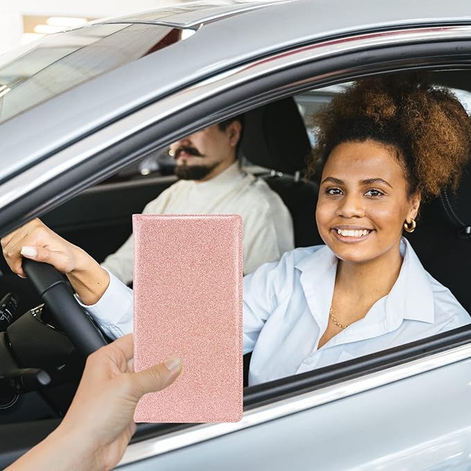 Car Registration and Insurance Holder, Leather Magnetic Shut Vehicle Glove Box - Image 6