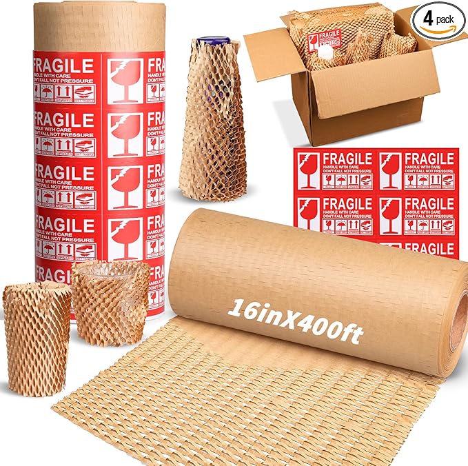 Honeycomb Packing Paper 16" x 400', Bubble Cushioning Wrap by Oleitodh
